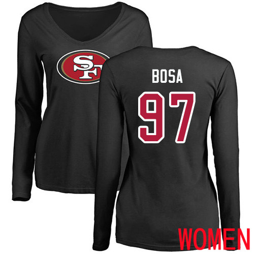 San Francisco 49ers Black Women Nick Bosa Name and Number Logo #97 Long Sleeve NFL T Shirt->nfl t-shirts->Sports Accessory